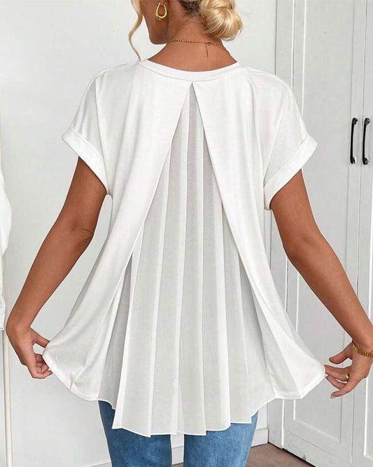 T-Shirt Med Korte Ærmer Ensfarvet Patchwork